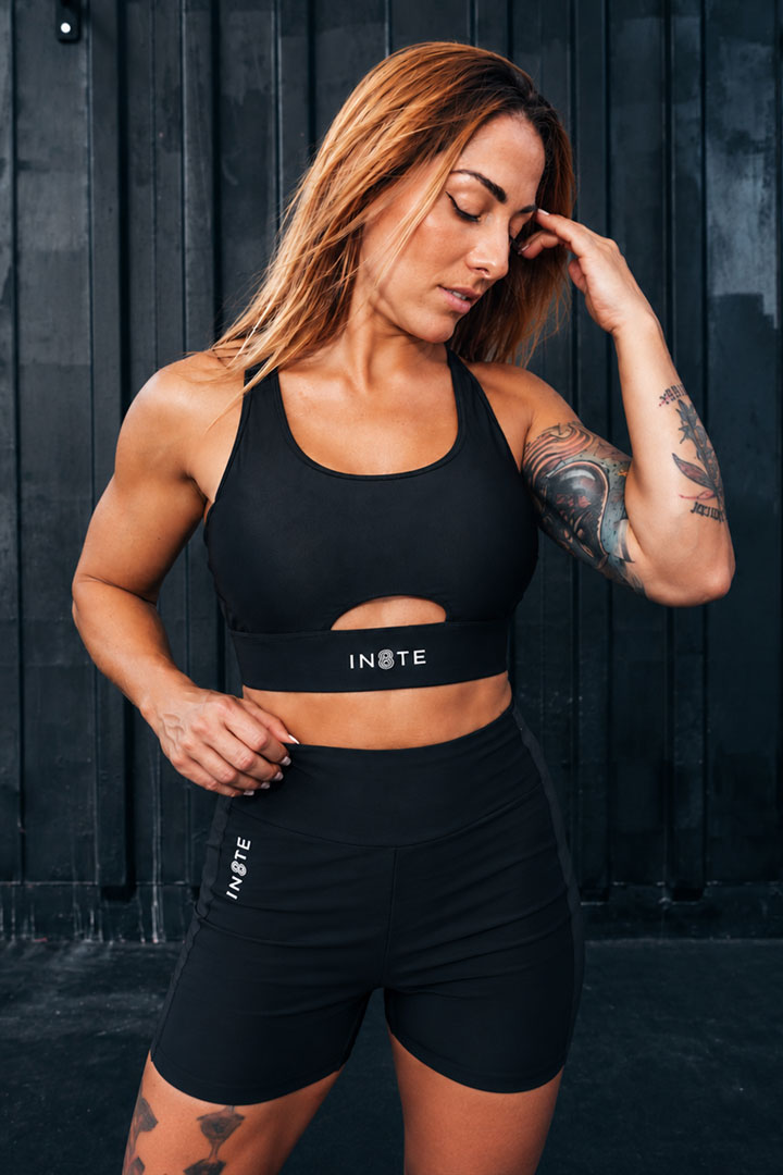 female compression shorts mesh waistband