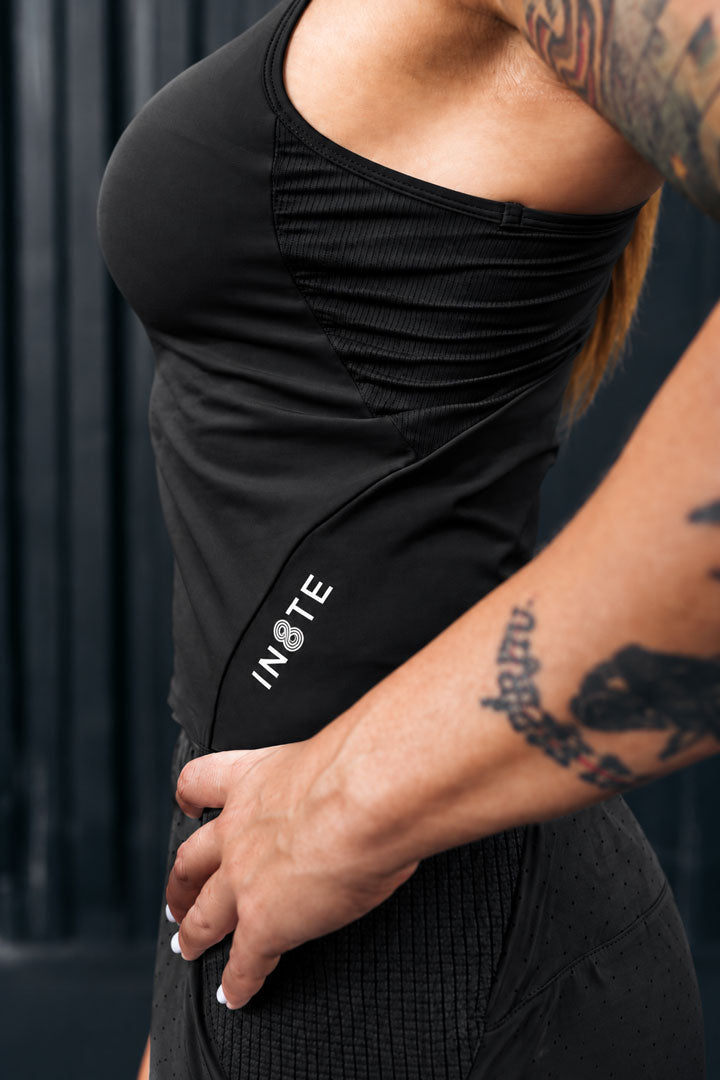 MESH SIDE PANELS — The Limit Tank Women Black